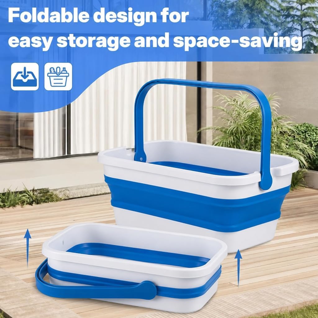 6Pcs Window Cleaning Kit with Extension Pole, Collapsible 3 Gallon Bucket image 5