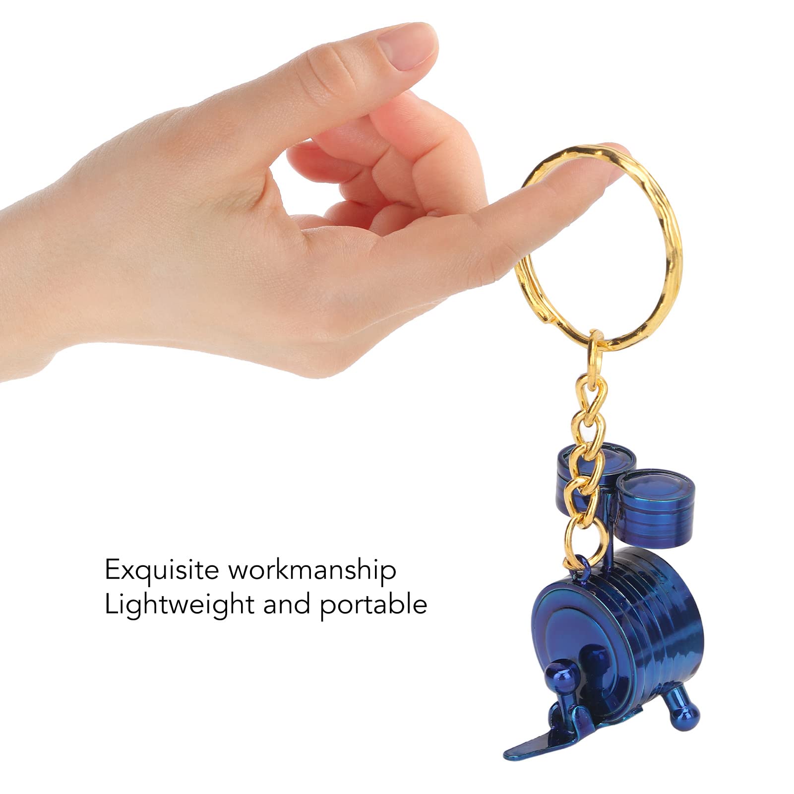 Porte-clés Mini Batterie, Métal Portable Instrument Porte-clés Percussion Tambour Charme Pendentif Porte-clés Mini Percussion Instrument Ornement Décoration pour Artisanat Musique Cadeaux(Bleu)