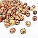 Outuxed 100 Pcs 16mm Large Wooden Beads Assorted Round Painted Pattern Barrel Wood Beads for Jewelry Making Bracelet Loose Spacer Charms