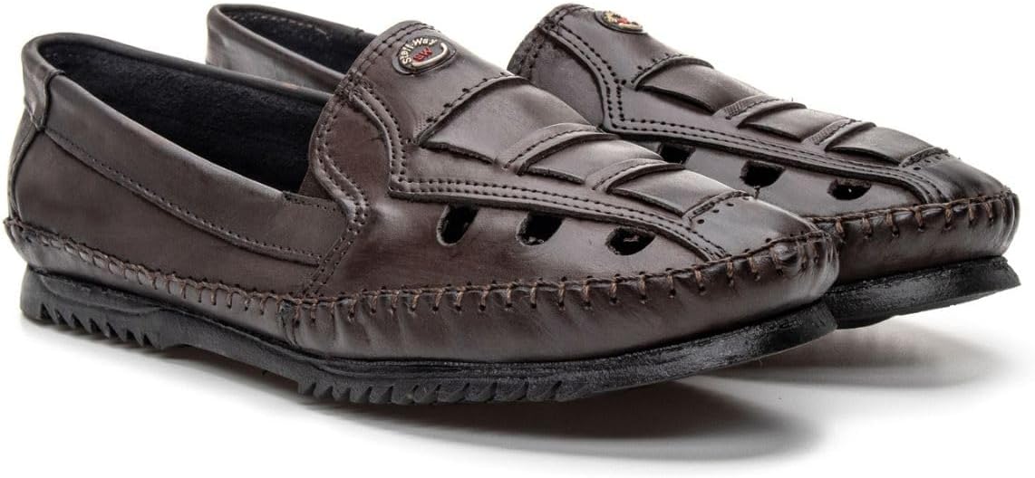 Sapatilha Masculina Mocassim Casual Couro Conforto Respirável Café