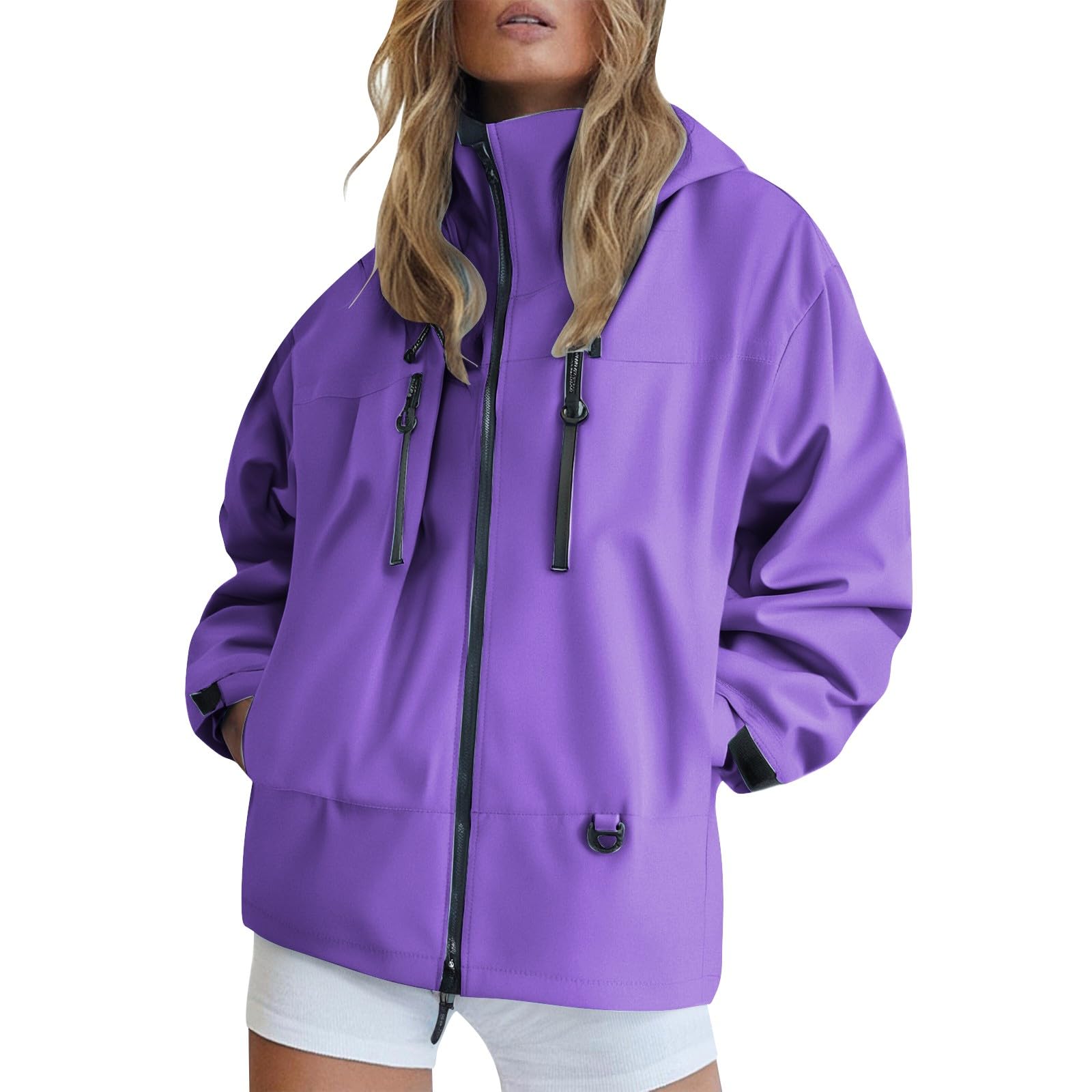Cortavientos running de mujer impermeable y plegable con capucha 8
