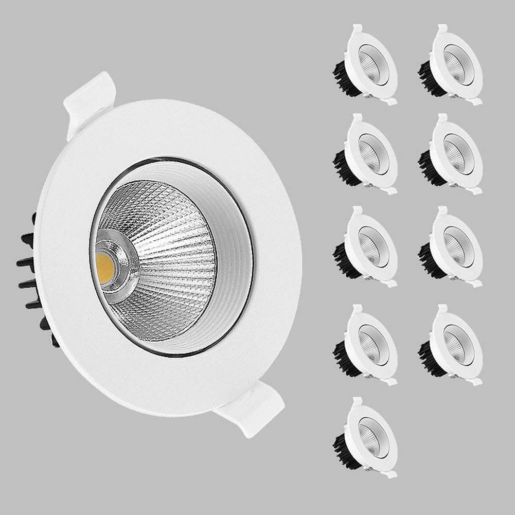 Popertr 10 Pack Deep Anti-glare LED Recessed Spotlights, CRI90 Aluminum Durable Recessed LED Ceiling Light, Porch Restaurant Background Wall Decorative Lighting Fixture LED Recessed Downlight