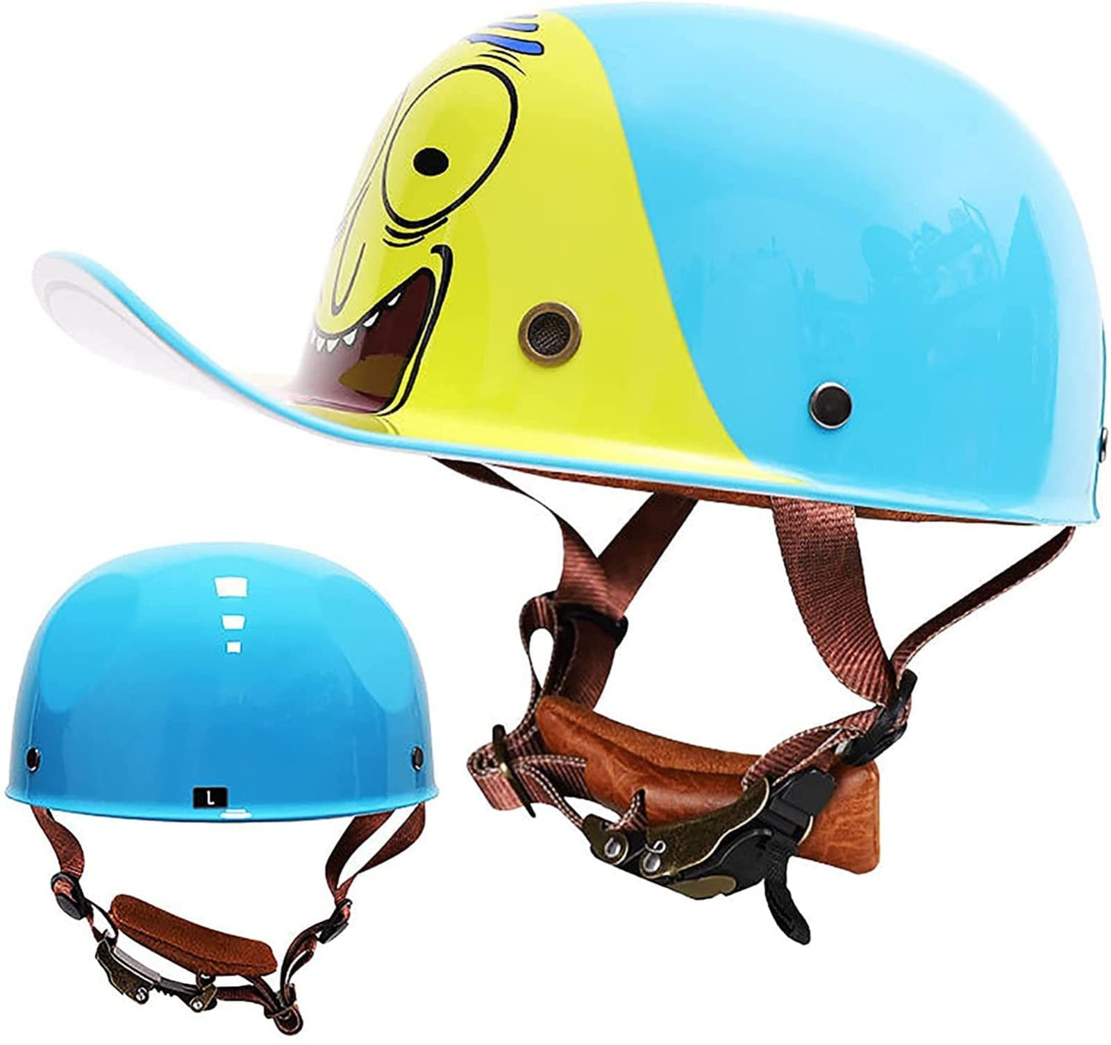 Niemiecki retro kask motocyklowy dla mężczyzn i kobiet, certyfikat ECE kask motocyklowy otwarty otwarty kask typu jet do skutera motoroweru motoroweru skuter motorower E, L = 59-60 cm