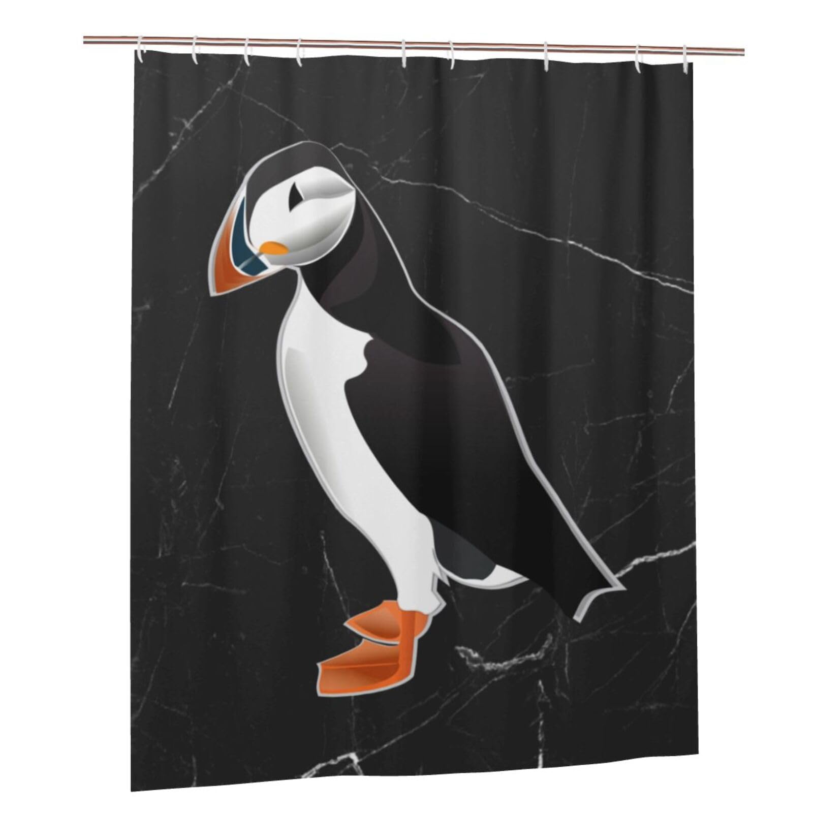 Plastic Material 60x72 Inch with 12 Hooks Puffin Bird Shower Curtain Set
