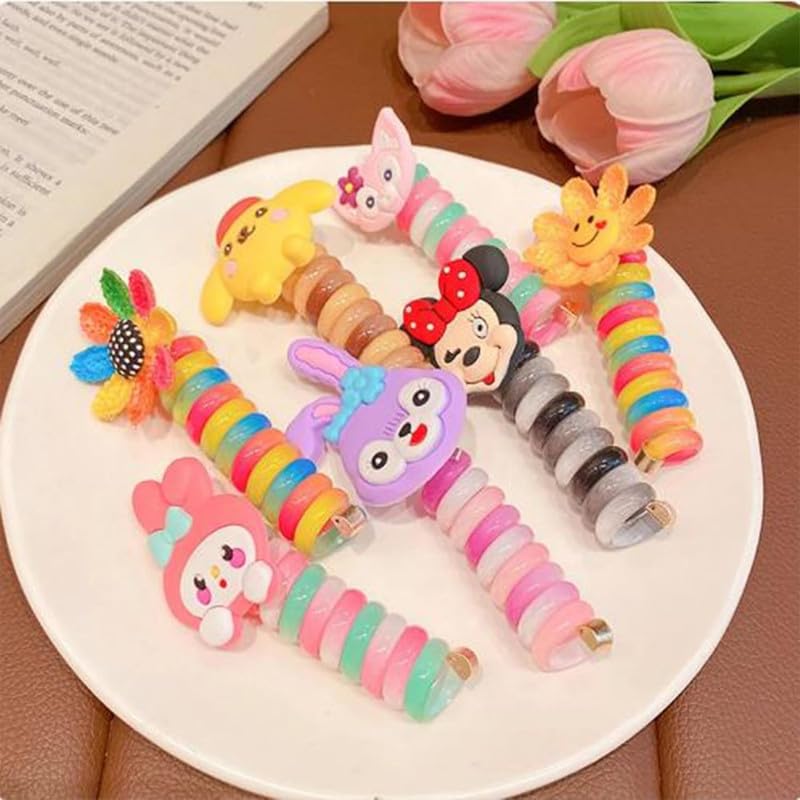 Elina Telephone Wire Hair Band for Kids Cartoon Spiral Hair Ties Cute Kids Baby Head Accessories for Girls Spring Rubber Bands for Braids Ponytail Maker(Pack of 3)(Multi Color) (B0DCZPNKV9) Amazon Price History, Amazon Price Tracker