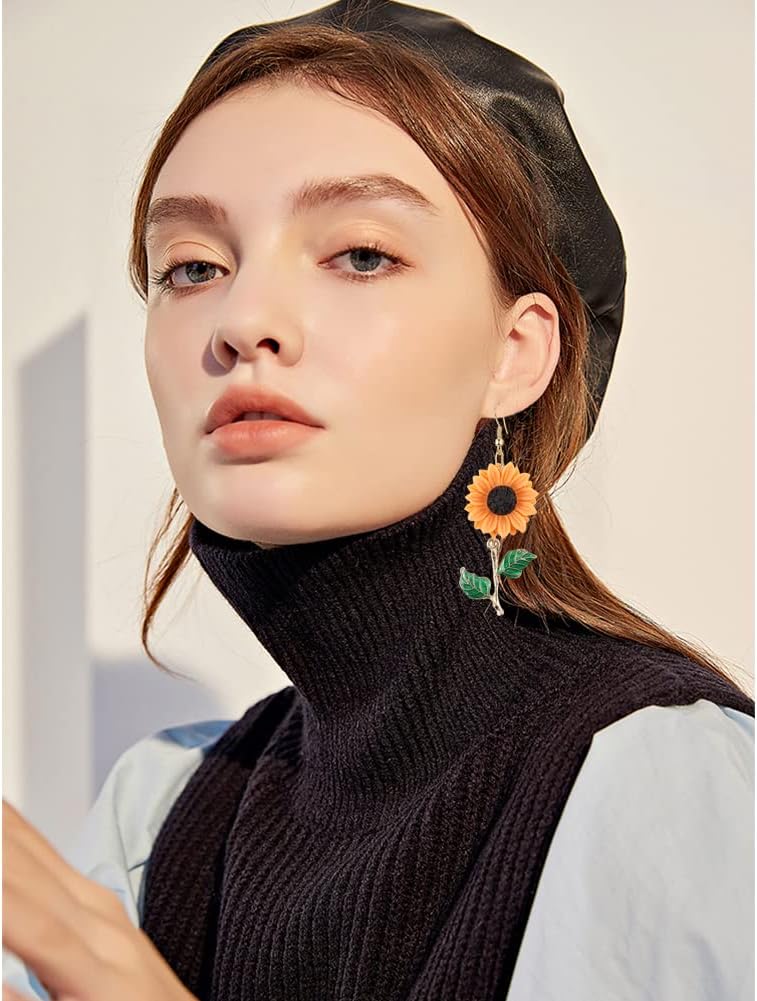 CHUNYANAN Fashion Simplicity Sunflower Dangle Drop Earrings for Women Yellow Enamel Daisy Sun Flower Personalized Earrings Jewelry Gift - Image 6