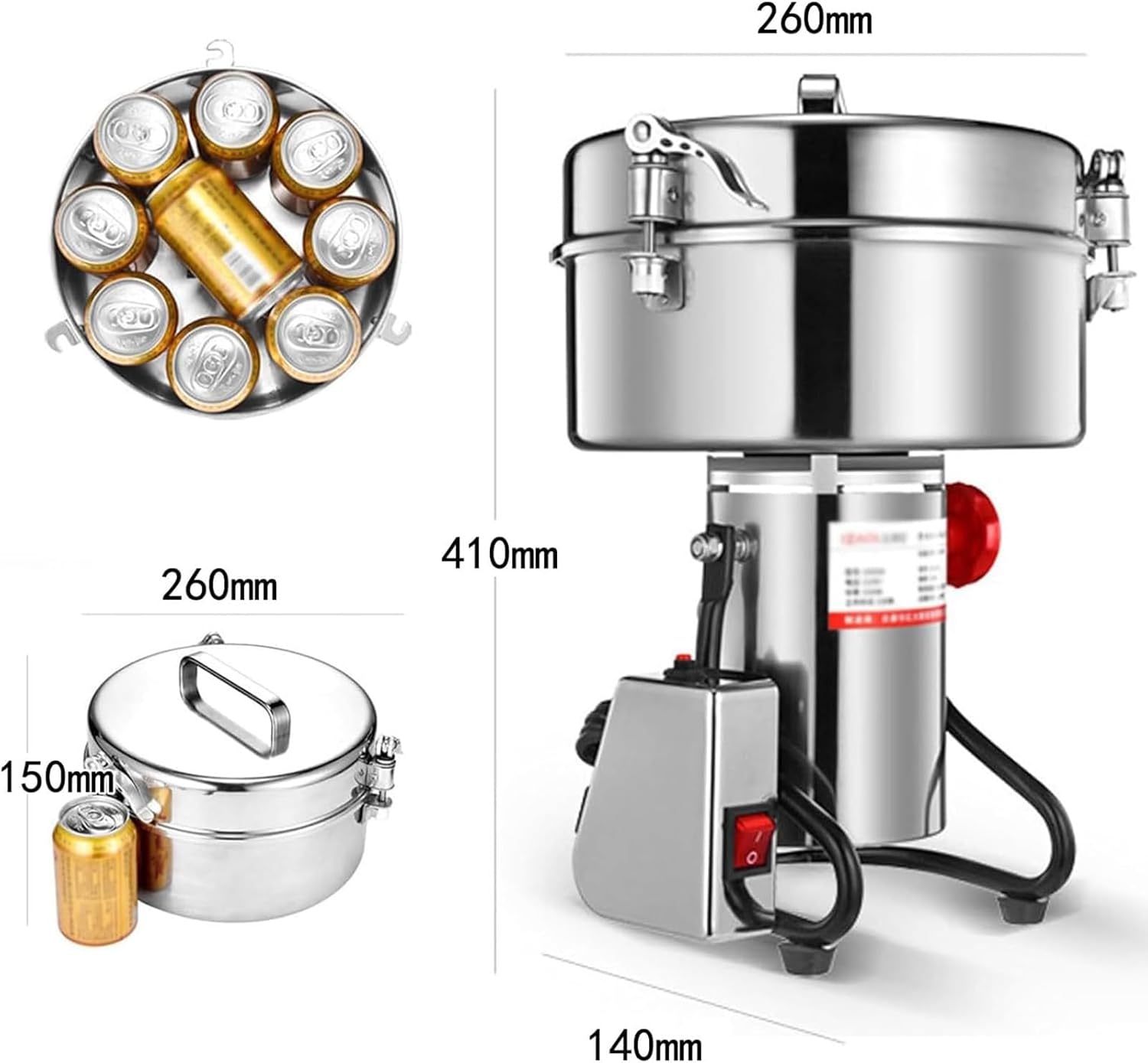 4500G Commercial Electric Grinder, 550W Multi-Function High-Speed Food Blender, 270° Oscillating Coffee Grinder for Coffee Beans, Grains, Roots, Flour, Spices, Feed