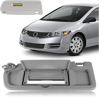 Replacement Driver Side Sun Visor for Honda Civic 2006-2011 EX LX Sedan SI Coupe - OEM Fit 83280-SNA-A01ZC, Without Light(Light Gray)