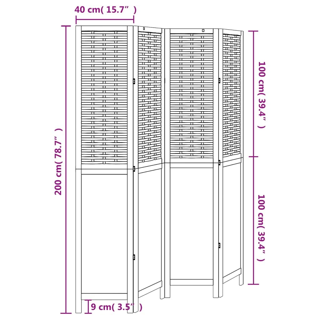 Biombo plegable de 4 piezas de madera maciza de paulownia blanca como protección visual, separador de habitaciones flexible, 4 piezas, color blanco