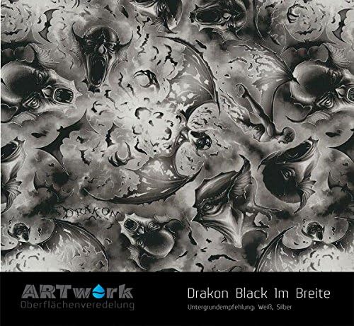 Water Transfer Printing Film Artwork Drakon Black 1 m Width