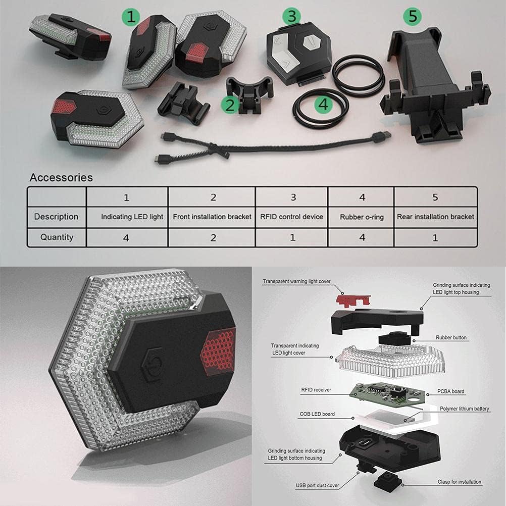 LIANGLIDE Turn Front and Rear Safety Warning Light with Remote Control Tail Light for Outdoor Cycling (As Shown)