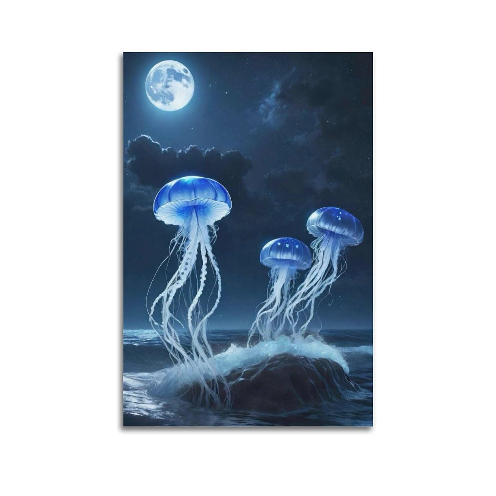 WPHSFX Marine Animal Poster Starlit Jellyfish Dream Poster Decorative Painting Canvas Wall Posters And Art Picture Print Modern Family Bedroom Decor Posters 20x30inch(50x75cm)