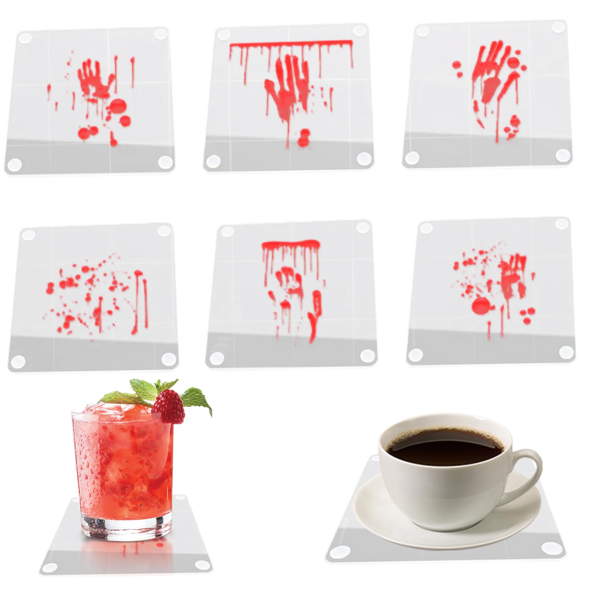 Dessous de verre en verre acrylique pour cuisine et fournitures fete entre amis lot de 6