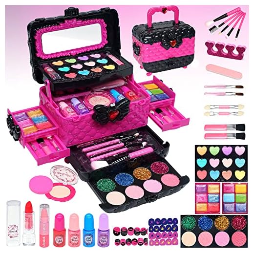 Kids Makeup Kit for Girl - Safe & Non Toxic Washable Makeup for Kids, Real Girls Makeup Kit for Kids Age 4-12, Princess Dress Up Toys for Girls Kids Children, Girls Christmas Birthday Gift Age 4-12