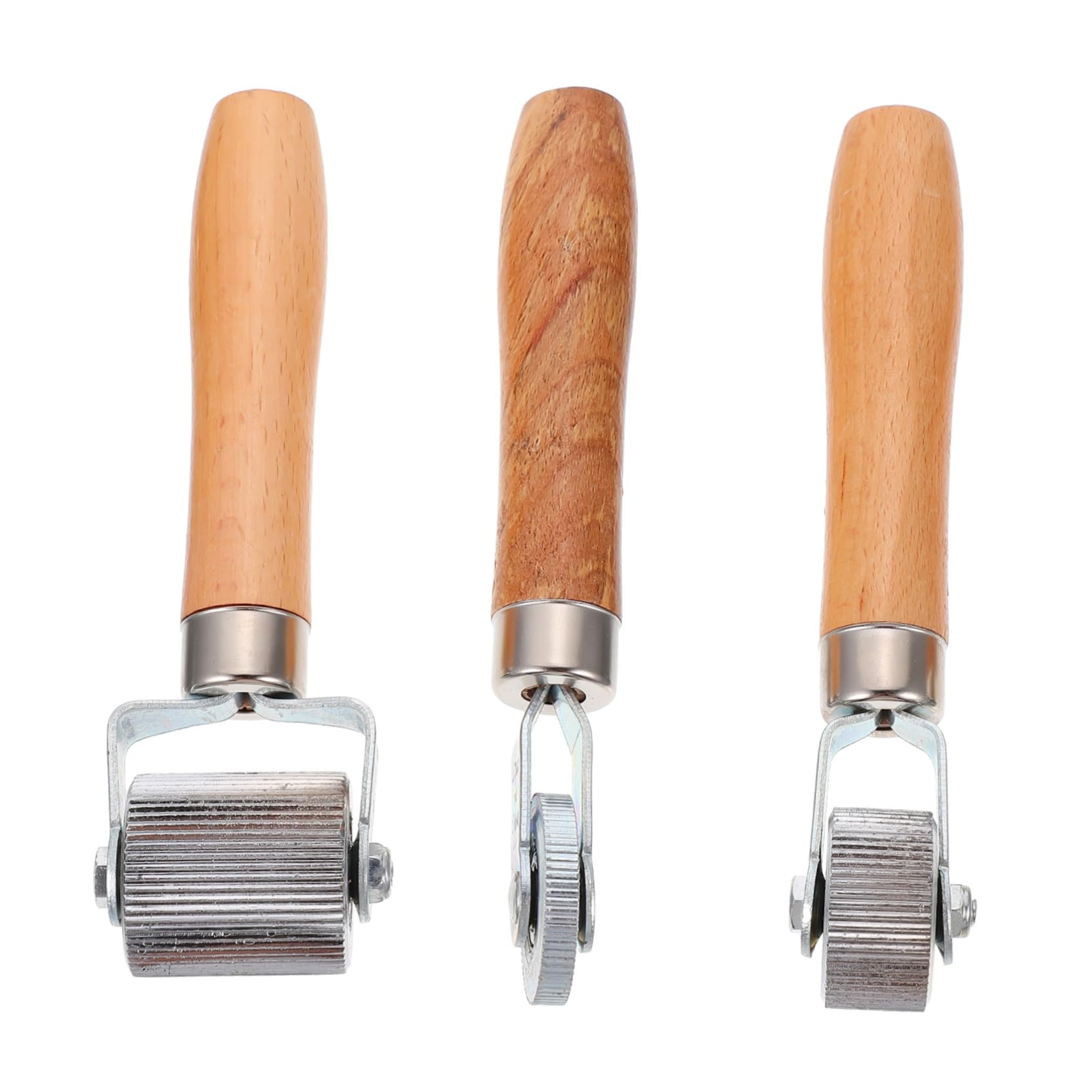 3 Stück Reifenreparaturset mit Pressrädern und Holzgriff Tragbare Montage Rollwerkzeuge aus Stahl und Holz für Schnelle Autoreifenreparatur