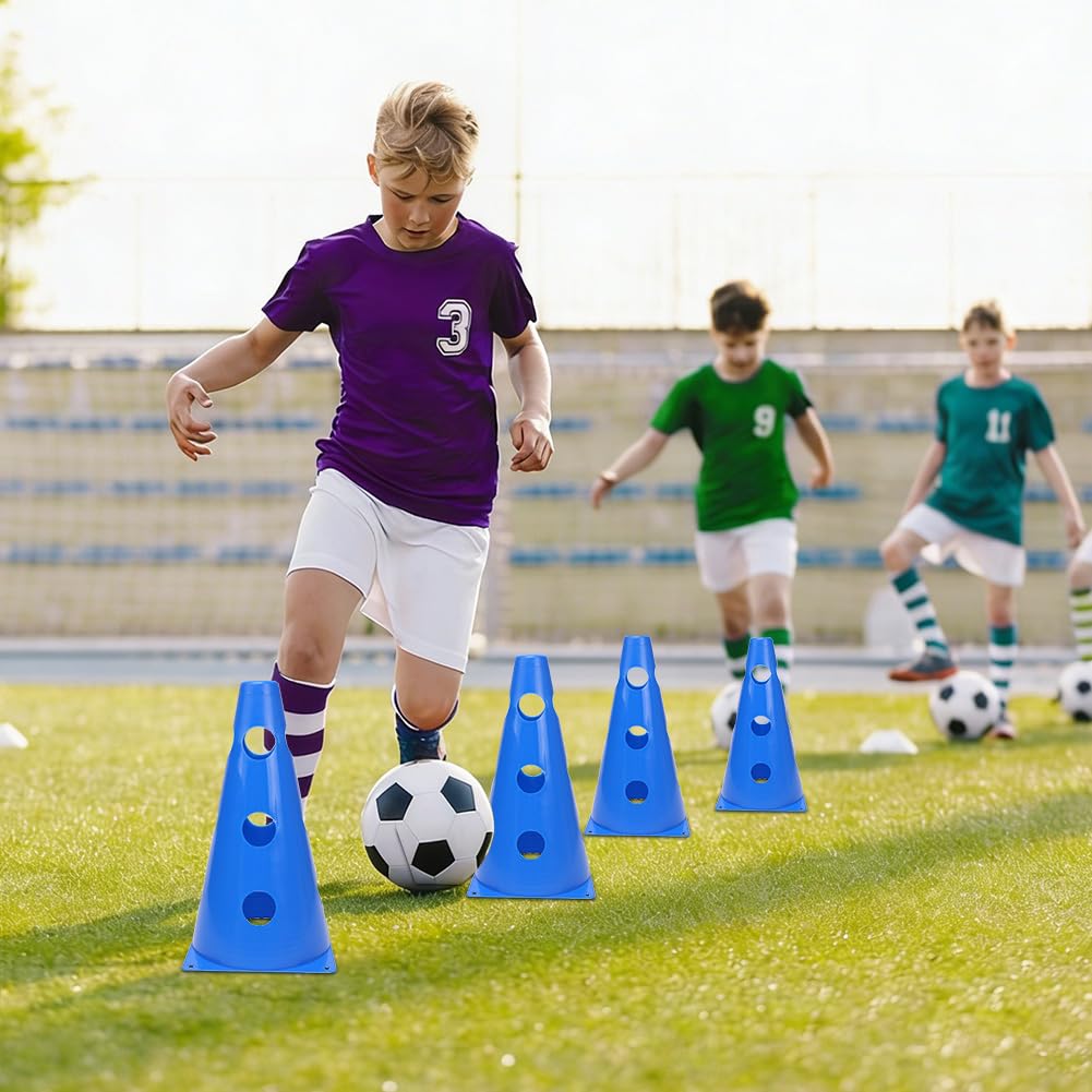Sports - Juego de 10 conos + 5 barras, 23 cm de altura, 80 cm de longitud, entrenamiento de coordinación para niños, perros para saltar, juego de agilidad para fútbol, deportes de perro
