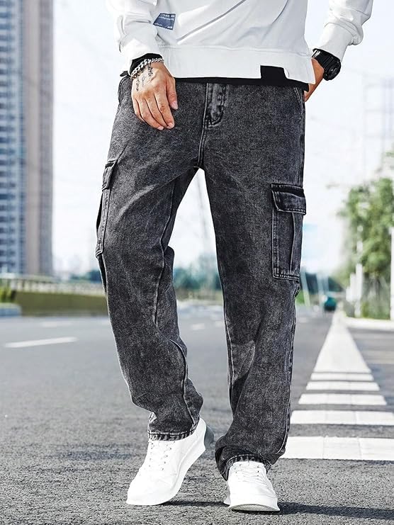 Image of ODDMONKEY Men Jeans || Cargo Jeans for Man ||Cargo Pant for Man || Jeans for Men || Men Cargo Pants || Straight Fit Jeans for Men