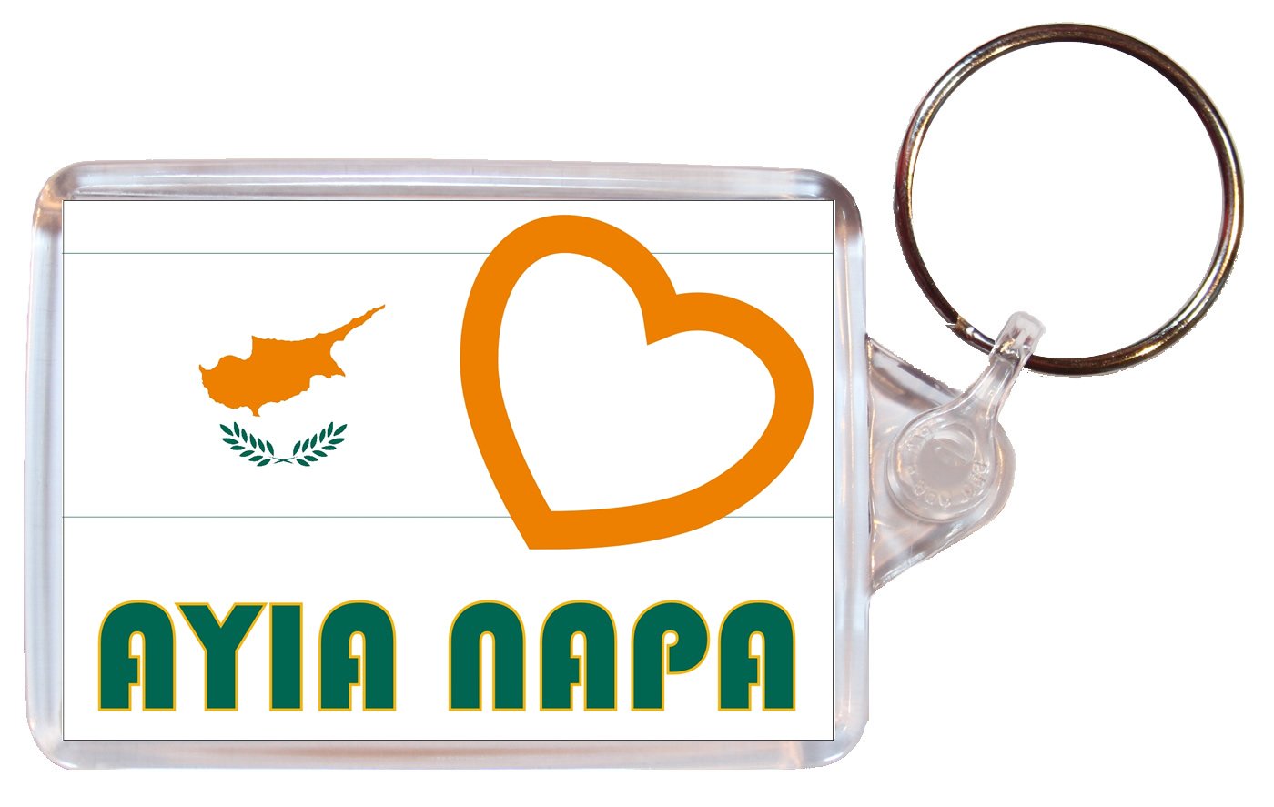 Baked Bean Store Ayia Napa - Love Cyprus/Cypriot Towns & Cities Flag- Double Sided Large Keyring Name Tag Souvenir/Gift/Present
