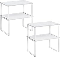 Vista 9 de SONGMICS Cabinet Organizer Shelf, Set of 4 Kitchen Counter Shelves, Kitchen Storage, Spice Rack, Stackable, Expandable, Metal and Engineered Wood