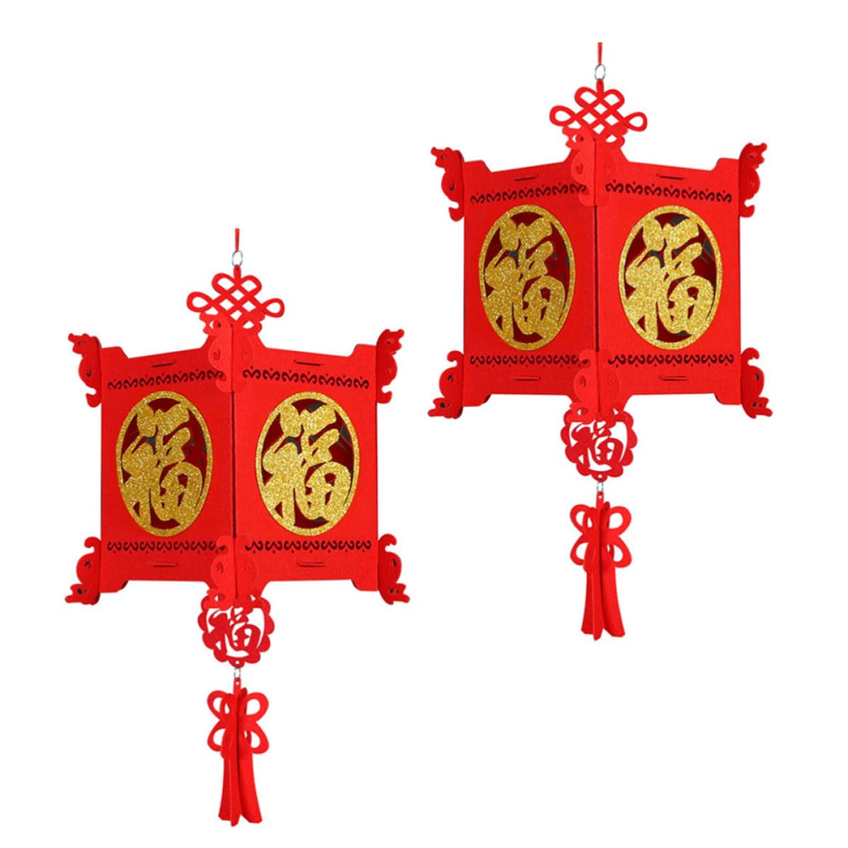 BESTOYARD 2pcs New Year Decoration Lantern, Red Lantern, Non-woven DIY Chinese Style Hanging Ornament for Home Decoration, Outdoors, Indoor and Outdoor Use