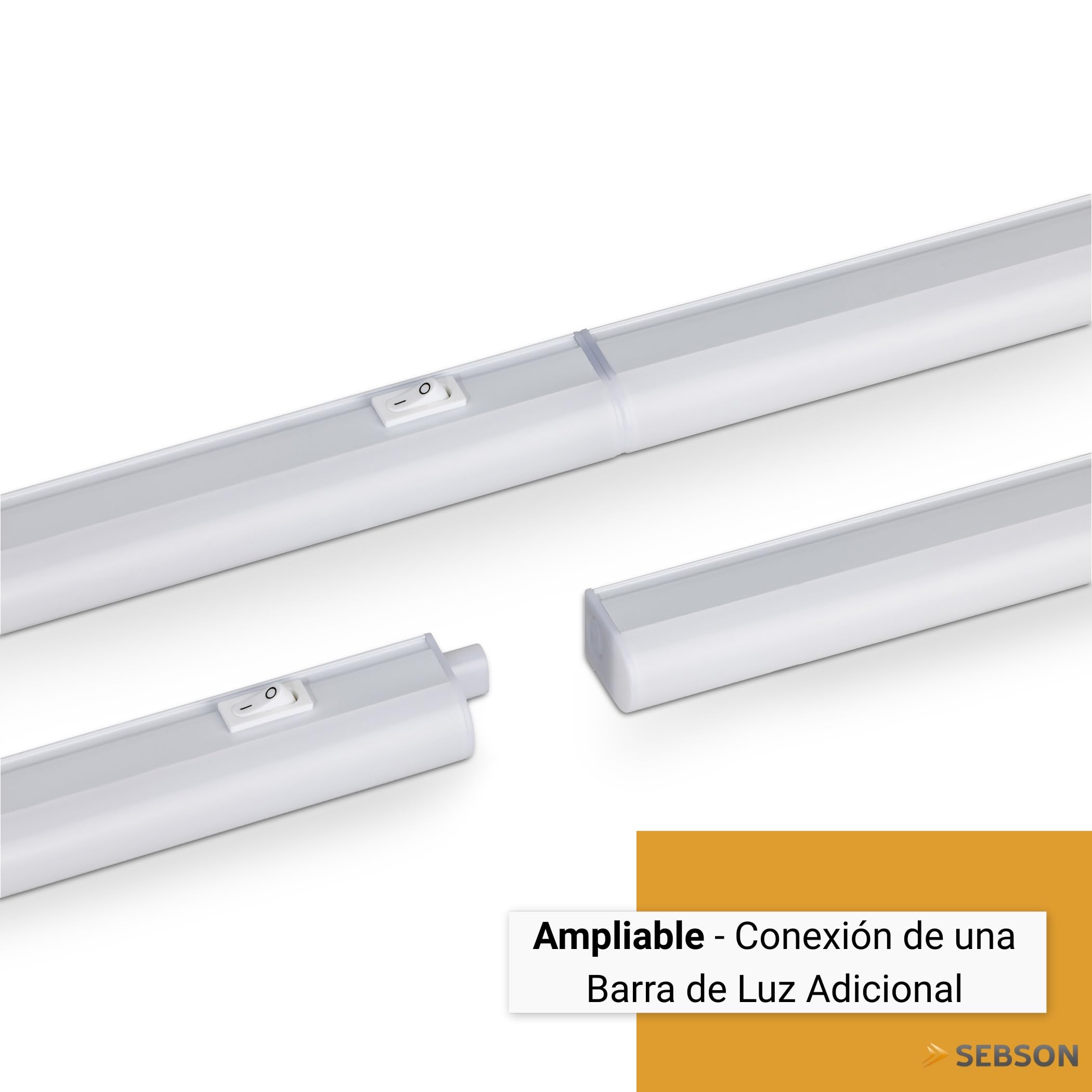SEBSON Luz LED Cocina bajo Mueble 60cm con Enchufe e Interruptor | 9W, 1400lm, Blanco Neutro - Barra LED 230V, Luz Armario 570x30x22mm