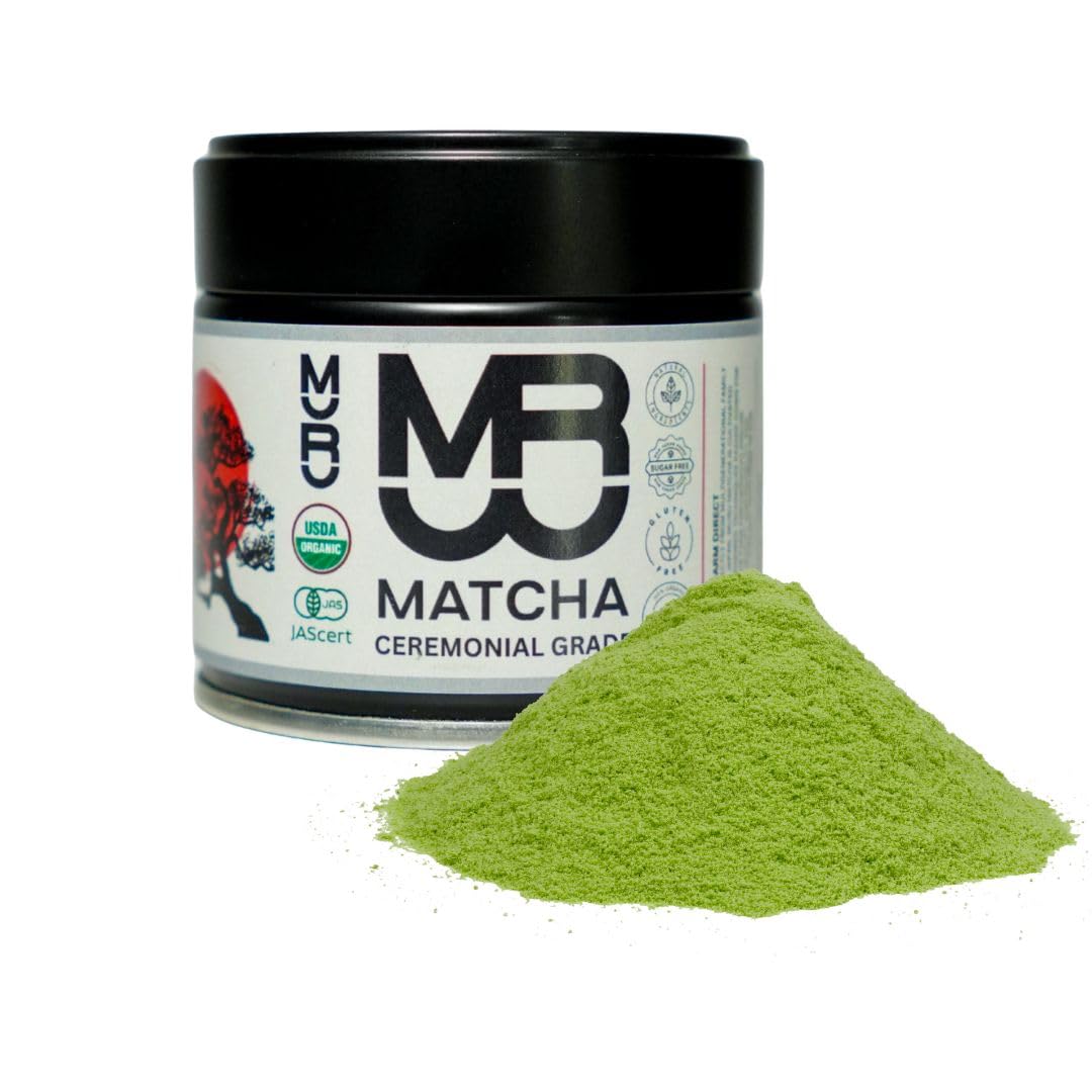 MURU Matcha Organic Ceremonial Grade Japanese Matcha Single Origin First Harvest Uji Blend 30g Tin 100 Green Tea