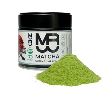 MURU Matcha Organic Ceremonial Grade Japanese Matcha, Single Origin + First Harvest Uji Blend 30g Tin 100% Green Tea Powder USDA Organic & JAS Certified