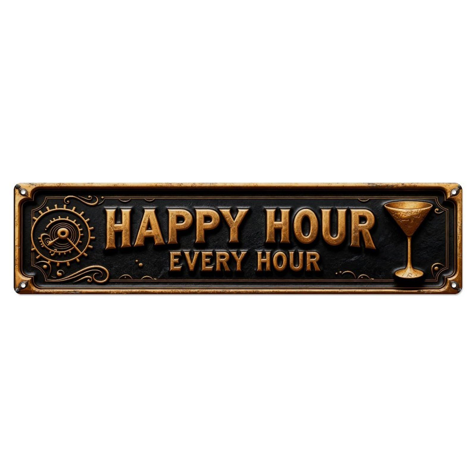 Happy Hour Every Hour Metal Tin Sign Plaque