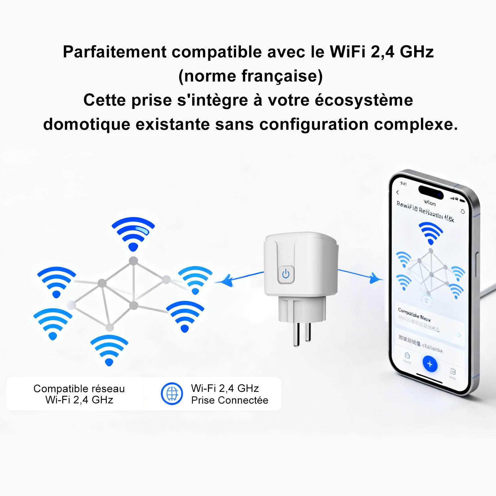 Presa connessa WiFi Intelligente 16A, Controllo tramite App Mobile e Vocale, Compatibile con Alexa e Google Home, Rete 2.4 GHz (4 pezzi set)