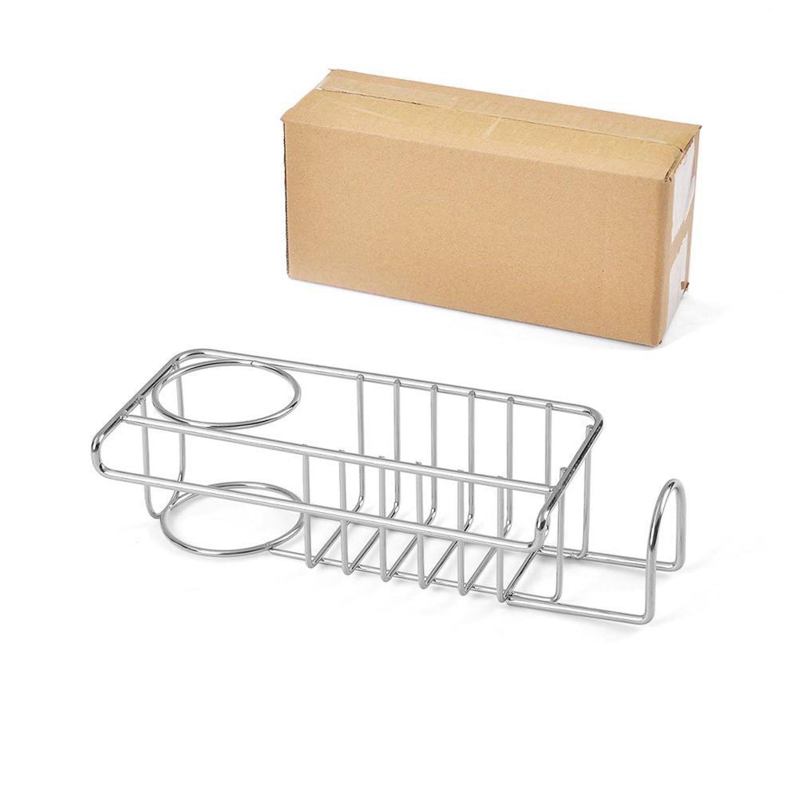 Kaeltsyn Compact Stainless Steel Cleaning Holder for Sink Section Stores Multiple Items Without Crowding Countertop Adhesive Sponge Planner