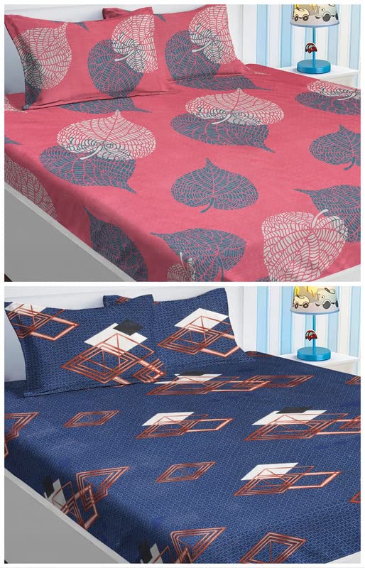 BSB HOME Prime Collection Combo Pack of 2 Double Bedsheet with 4 Pillow Covers | 180 TC Soft Brushed Cotton-Blend -Long Lasting & Wrinkle Free for Set of 6 Peice (Light Pink & Black) (B0BZ87HBLF) Amazon Price History, Amazon Price Tracker