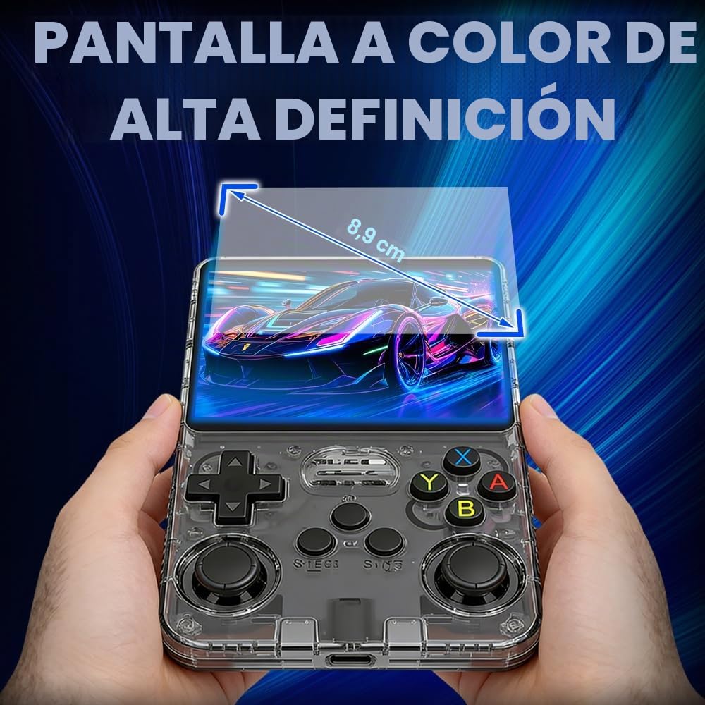 R36s - Consola de juegos portátil retro con pantalla de 3,5 pulgadas, tarjeta TF de 64 GB y más de 15.000 juegos clásicos, consola portátil R36s de juegos (negro)