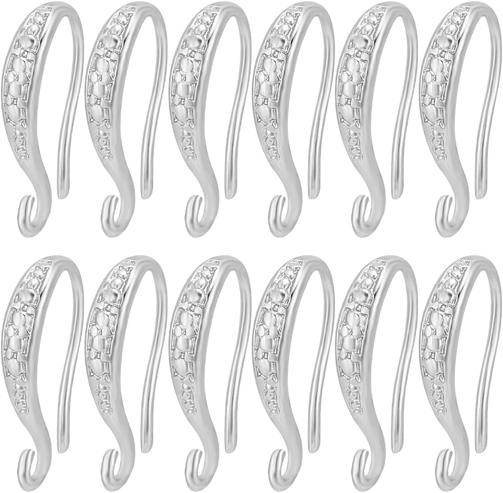 Beebeecraft 1 Box 20Pcs Silver Ear Wires Platinum Plated Brass French Earring Hooks Findings with Loop for Jewelry Making DIY Dangle Crafts