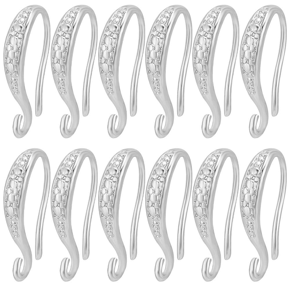 Beebeecraft 1 Box 20Pcs Silver Ear Wires Platinum Plated Brass French Earring Hooks Findings with Loop for Jewelry Making DIY Dangle Crafts