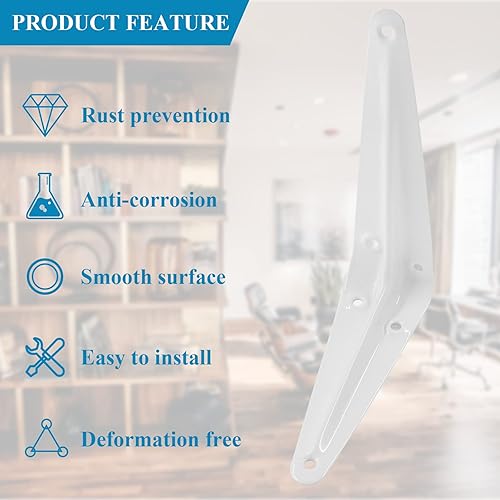 Miniatura 10 de 12 soportes de estante negros de 6 x 5 pulgadas, soporte de estante flotante, soportes en L resistentes, soporte de soporte de metal de hierro con