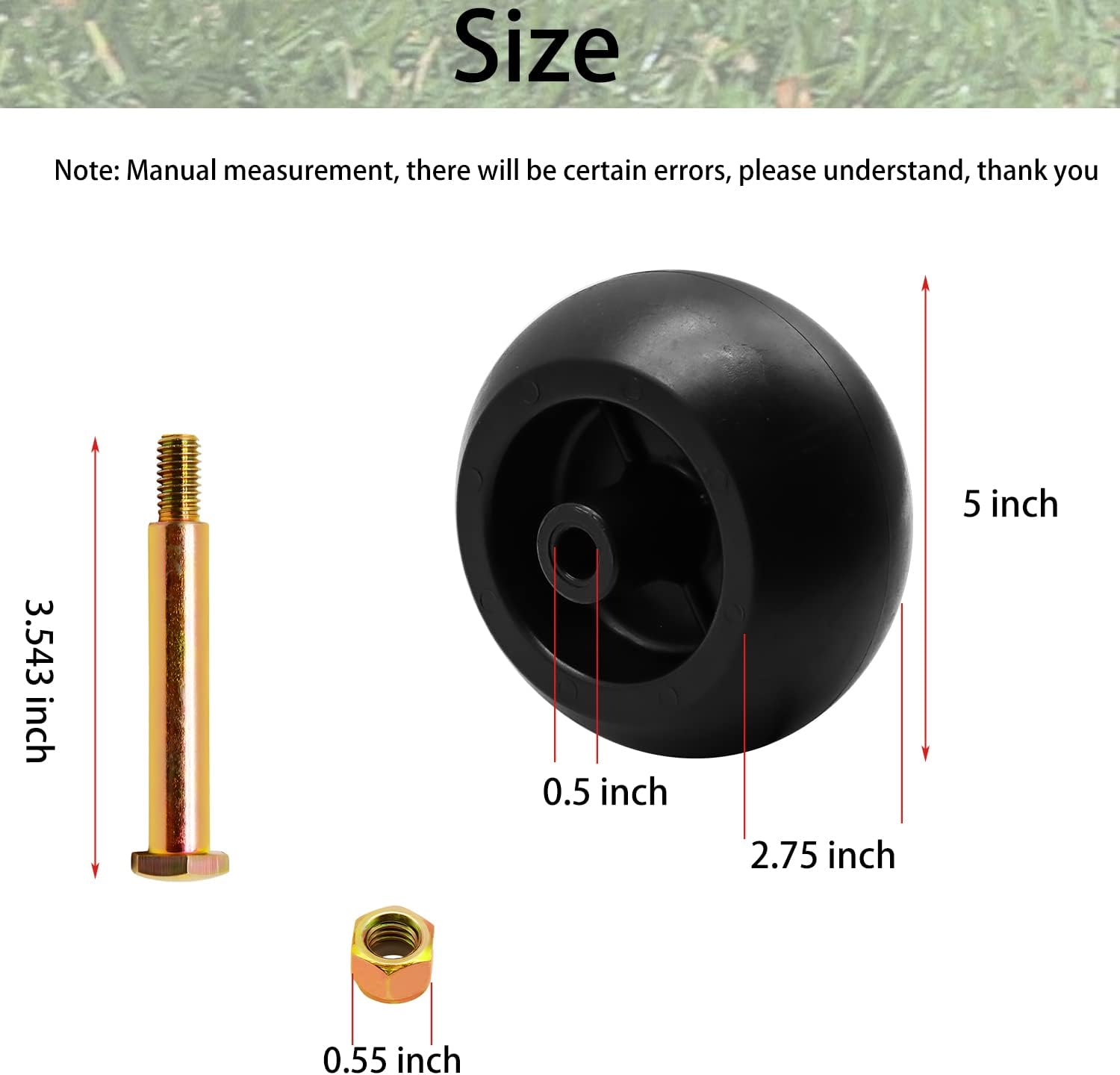 133957 532133957 riding mower Deck Wheels Fit for Husqvarna Poulan Craftsman Replaces MTD 753-04856A Cub Cadet 738-3056 M84690 with Bolts & Lock Nuts(2/pack)