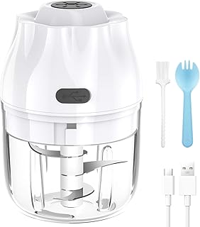 VASG Elektrisch Zerkleinerer Küche, 250ml Mini Multizerkleinerer Küchenmaschine Mixer Knoblauchhacker Gemüsezerkleinerer m...