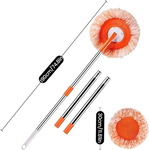 Miniatura 2 de Trapeador de limpieza ajustable giratorio de 360 con 5 cabezales de fregona, fregona extensible para limpieza de pisos, limpieza de pared, limpieza