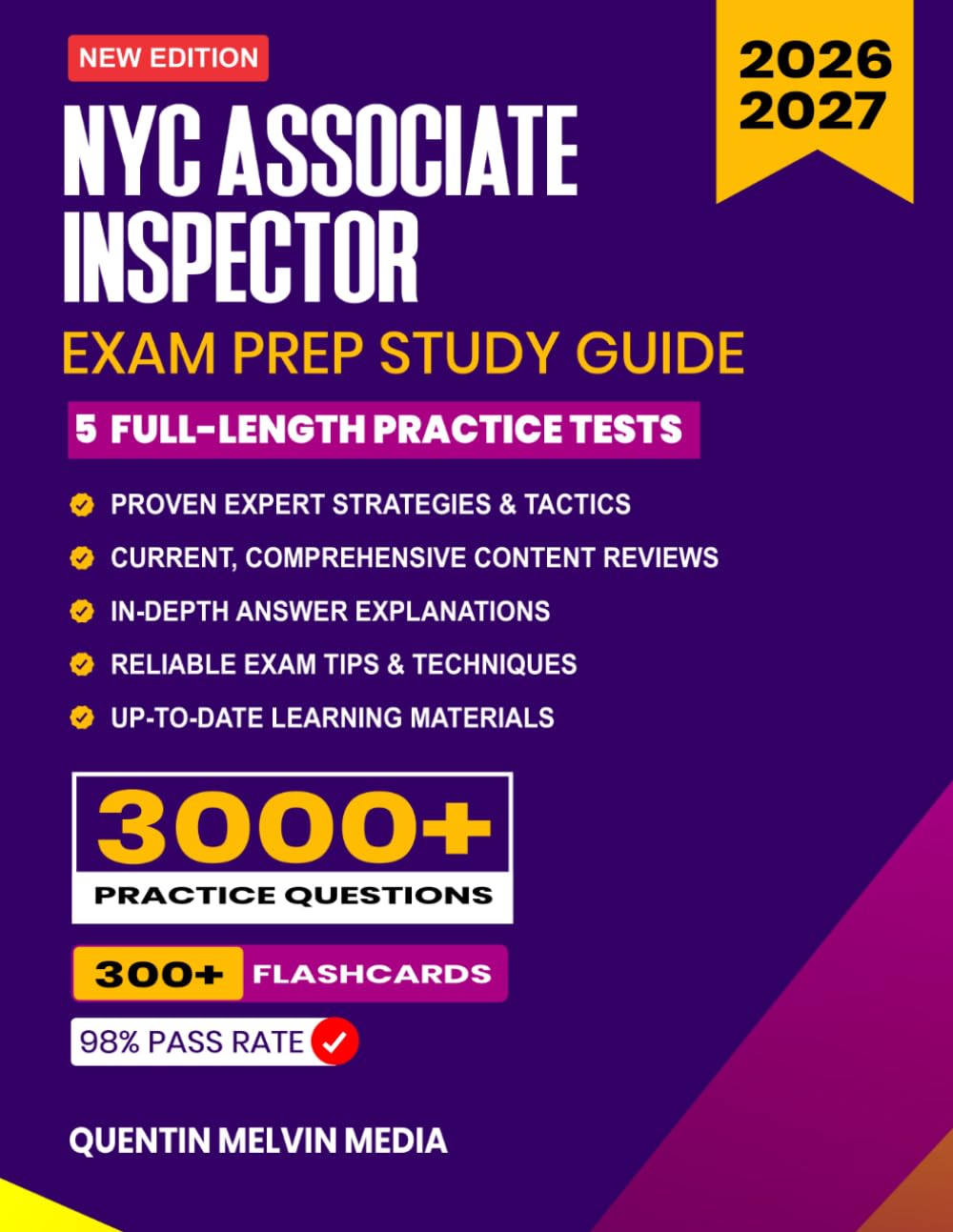 NYC Associate Inspector Exam Prep 2026–2027: Study Guide, Proven Strategies, 5 Full-Length Practice Tests and Detailed Answer Explanations with 300+ Flashcards for the New York City Civil Service Exam