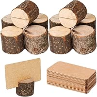 Vista 1 de Portatarjetas de madera, 10 soportes rústicos de alta calidad para números de mesa y 20 tarjetas de mesa de papel Kraft, soportes de madera