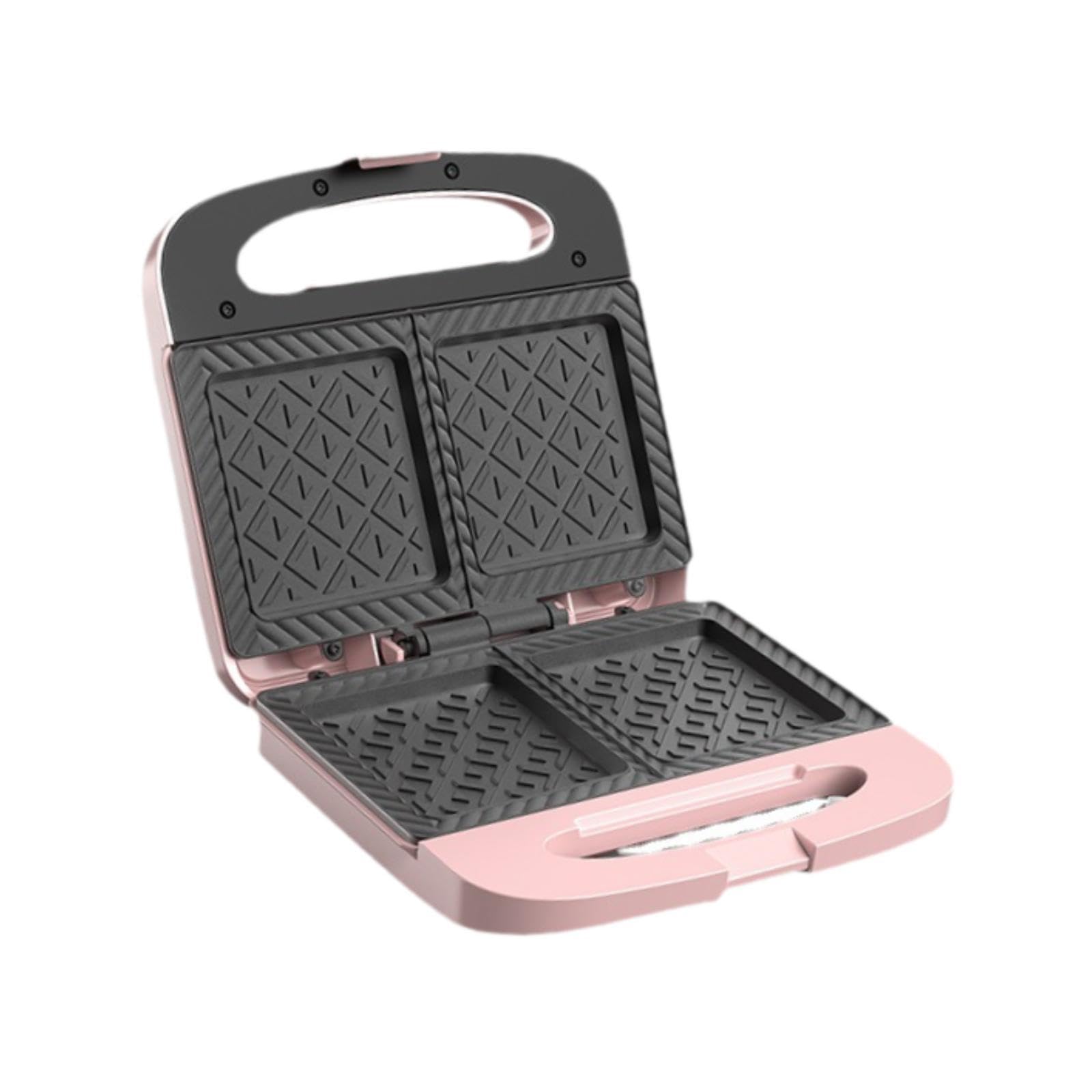 Tostapane per Sandwich Macchina per La Colazione Griglia Elettrica Piastra per Panini Portatile E Compatto con Maniglia Ergonomica Adatto per Viaggi E, Rosa