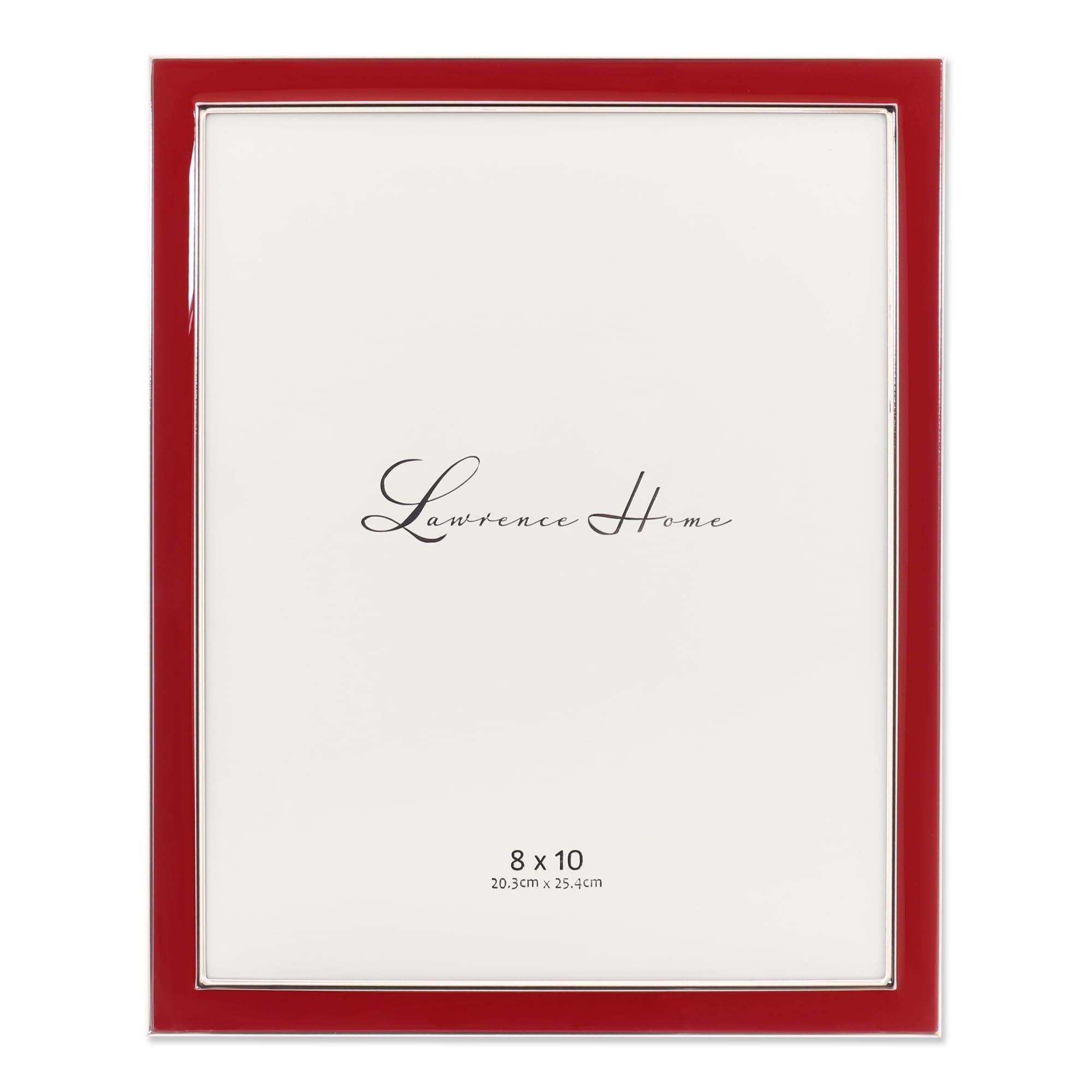 Lawrence Frames Silver Plated 8 by 10 Metal with Red Enamel Picture Frame 8x10