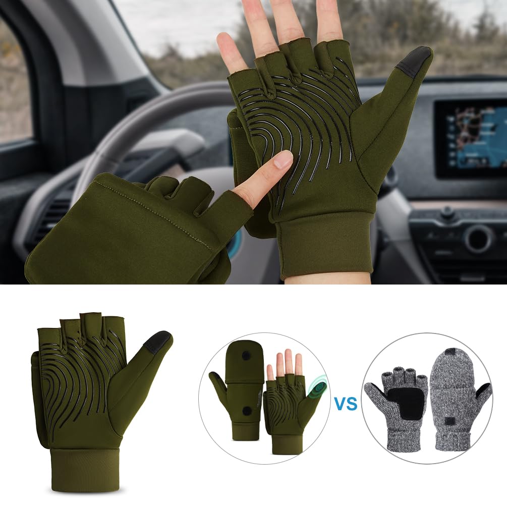 EEFOW Guantes Térmicos Sin Dedos Impermeables Pantalla Táctil para Hombre y Mujer Negro