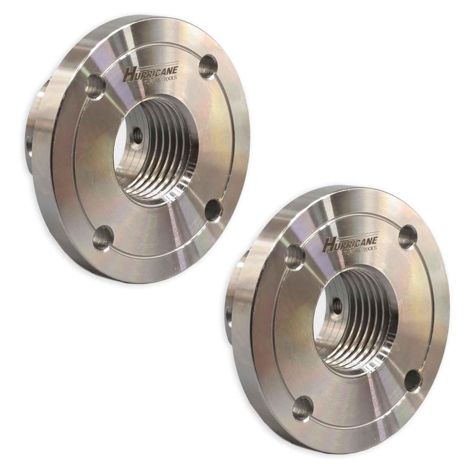 Hurricane Turning Tools, 3" Steel Faceplates For Wood Lathe, 1 1/4" x 8 TPI, Pack of 2 Faceplates