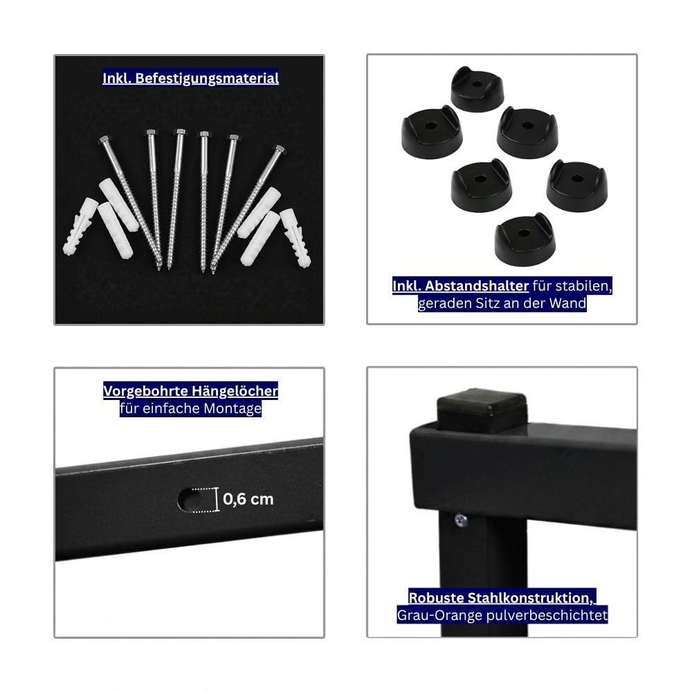 PROREGAL Kragarmregal Wandmontage schwerlast 50 kg pro Ebene für Holzlagerung mit 6 Ebenen Garage Organizer Wandregal Schwarz 2 Stück Lagerregal Wandhalterung Metallregal