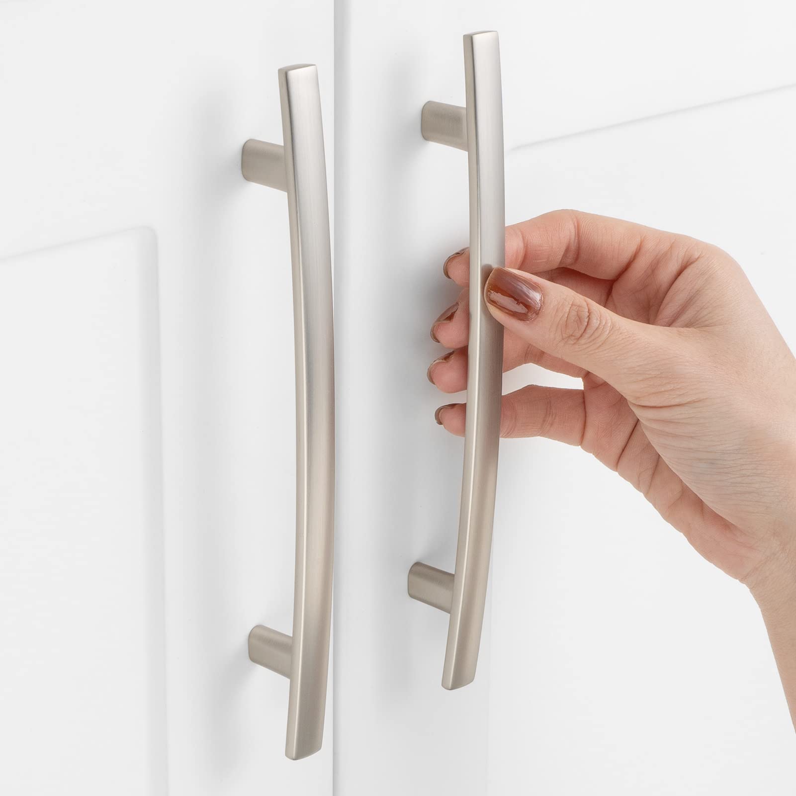 ASKANO 30 Pack 5 Inch Hole Centers, Curved Brushed Nickel Cabinet