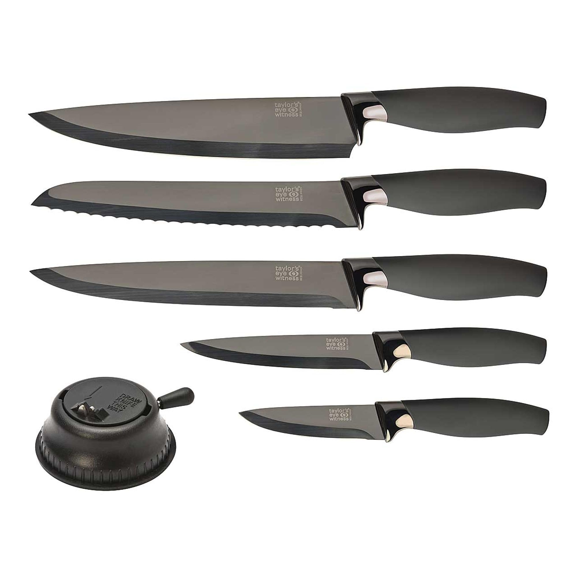 Taylors Eye Witness 5pc Brooklyn Titanium Presentation Knife Set with Bonus Knife Sharpener