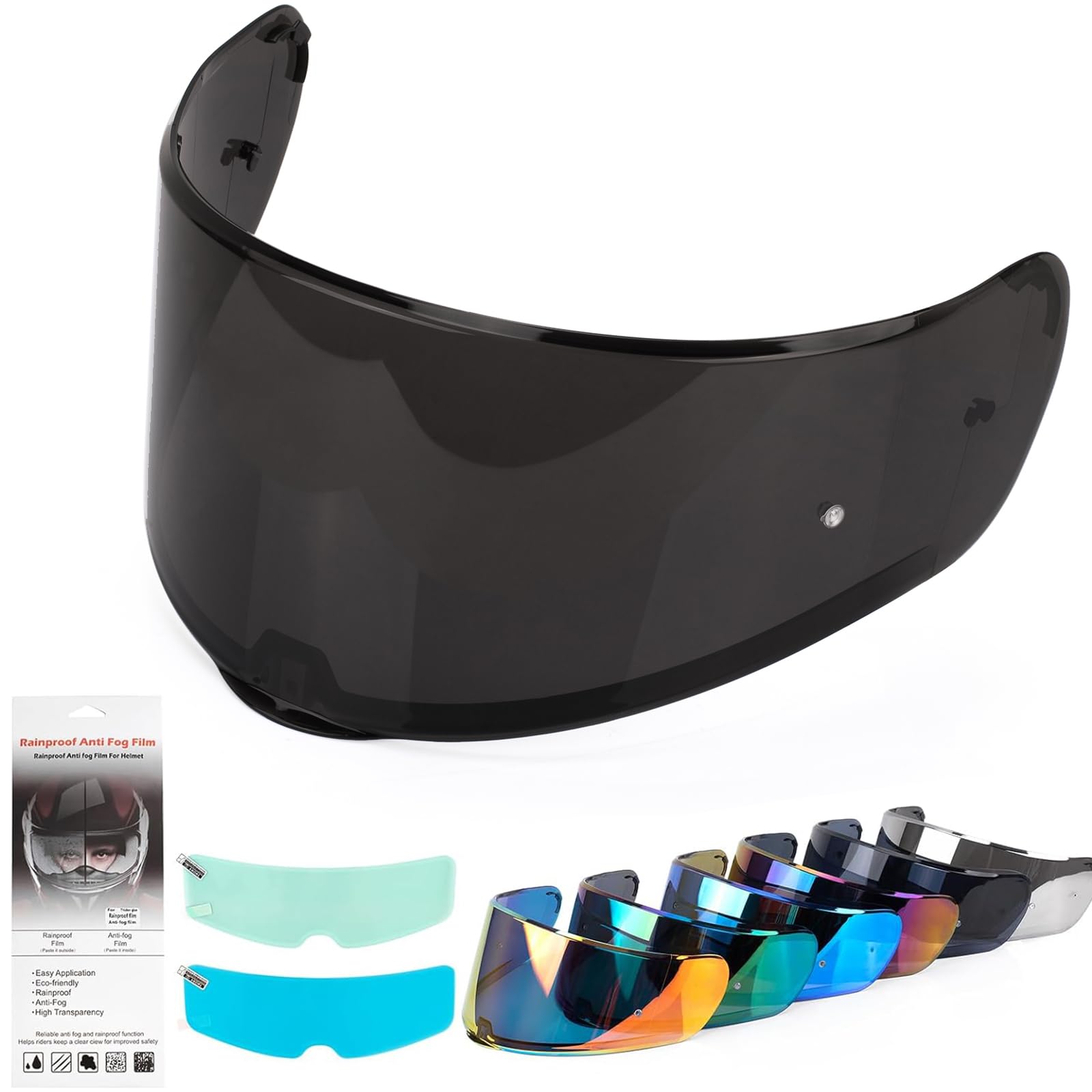 XINGWU Motorcycle Helmet Visor for Sedici Strada 2 Strada 3 LS2 FT2 VECTOR FF801 FF397 with Anti-fog Rainproof Helmet Film Face Shield Motorcycle Helmet Accessories Visor Replacement (Deep Black)