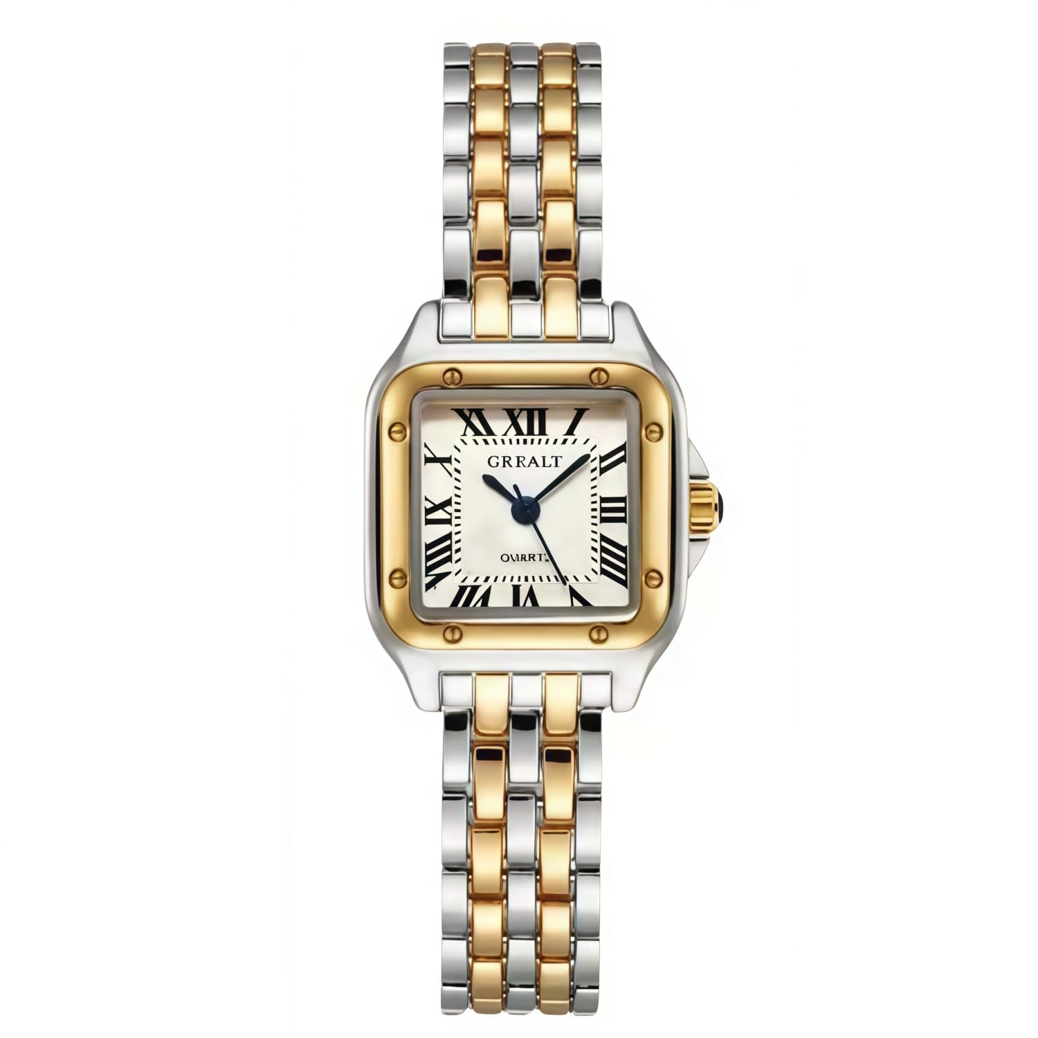 Relojes para mujer, mezcla de plata y oro con pequeña pulsera vintage, caja rectangular y esfera romana