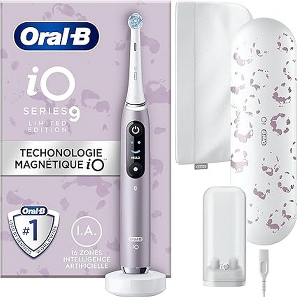 Oral-B iO Series 9 Edición Especial, Cepillo de dientes eléctrico, Bluetooth conectado, 7 modos de cepillado, 1 funda de viaje, 1 bolsa, cuarzo rosa